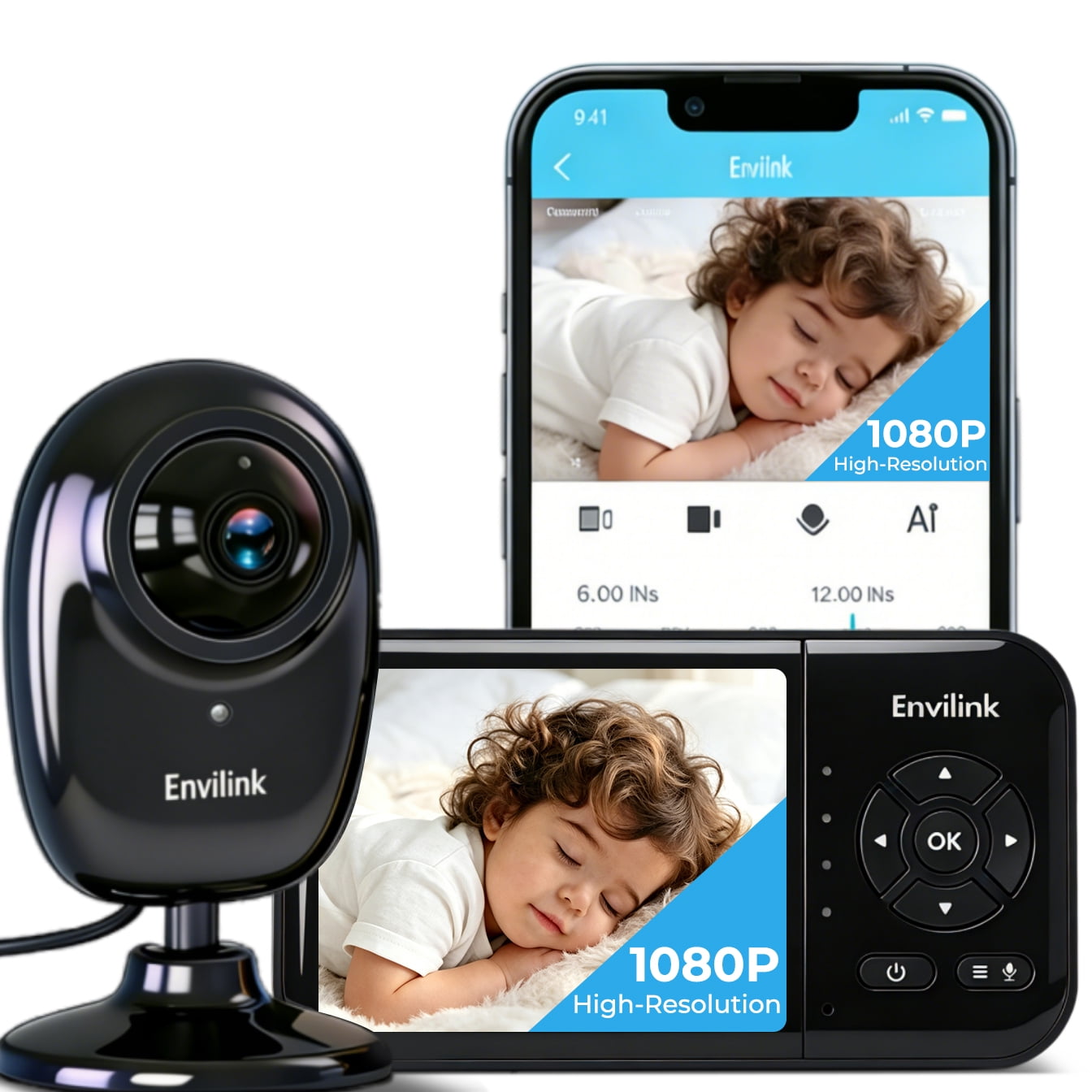 Envilink 2.8" IPS App Connectivity 2-Way Talk Video Baby Monitor with 2 Cameras