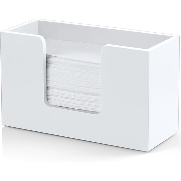 Paper Towel Dispenser Countertop, Wooden Bathroom Paper Towel Holder, White Napkin Holder for Kitchen, Countertop Multifold C-Fold, Z-Fold, Trifold Paper Hand Towel Dispenser for Bathroom Toilet