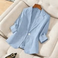 thumbnail image 3 of TKLPEHG Blazer for Women 3/4 Sleeve Elegant Office Business Casual Blazer Jacket Spring Summer Suit Jackets (Light Blue,XXL), 3 of 7