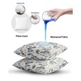 thumbnail image 6 of Waterproof Outdoor Throw Pillows with Inserts 16"x16" Set of 2,Blue Botanical Soft Decorative Pillowcases for Couch Bedroom,Rustic Country Spring Floral Summer Leaf Pillow Covers for Sofa Living Room, 6 of 6