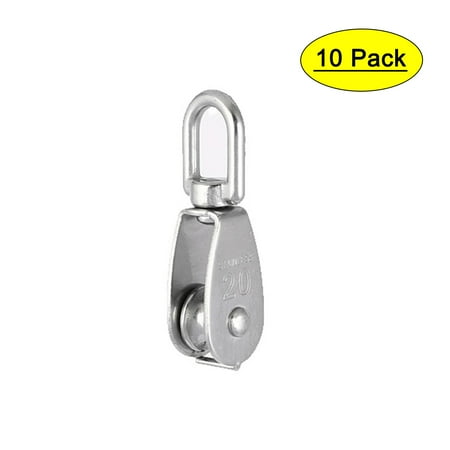 Unique Bargains M20 304 Stainless Steel Lifting Crane Swivel Hook Single Pulley Block 10pcs
