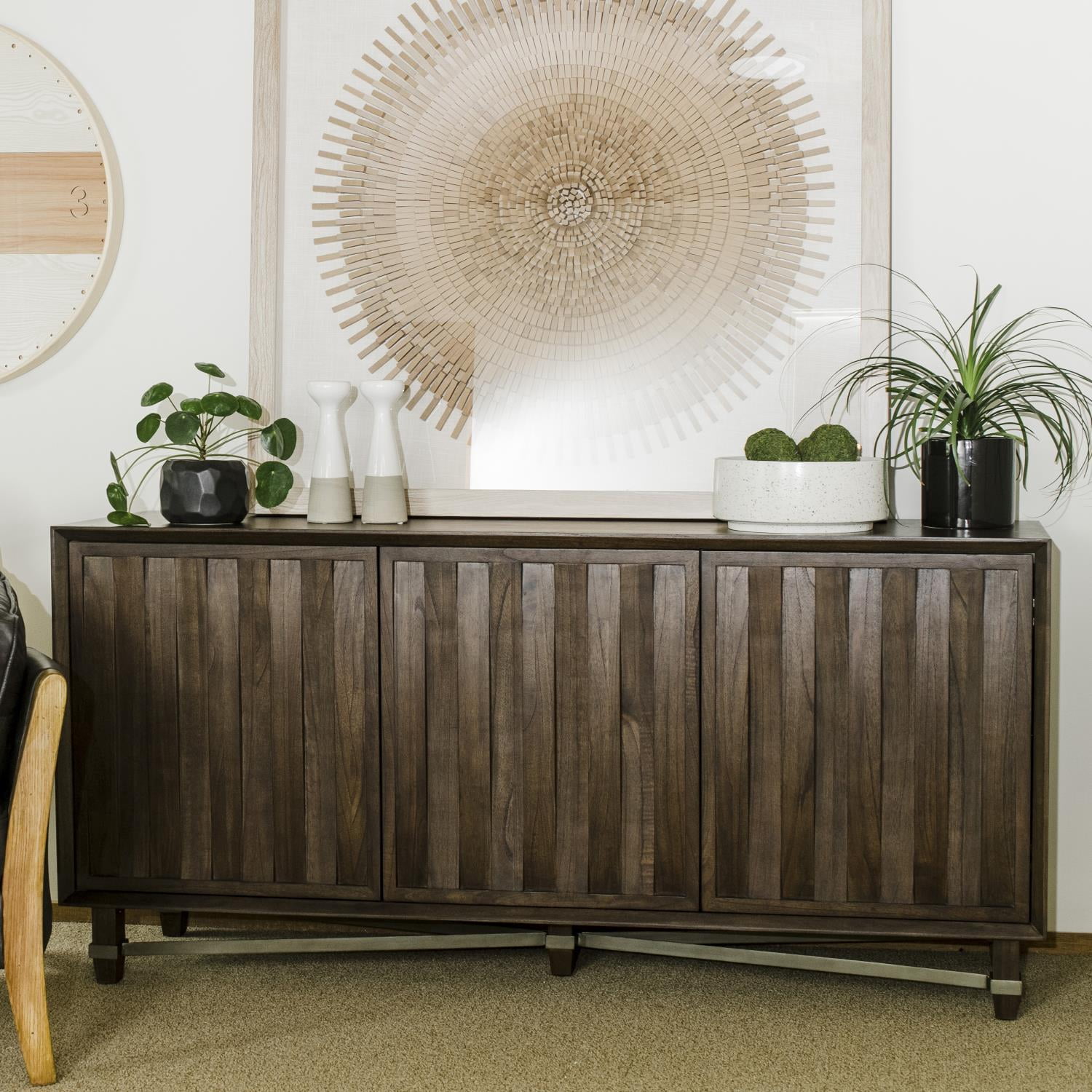 Yosemite Home Decor Rayzah Large Cabinet with Adjustable Shelves, Brown