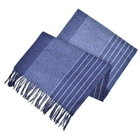 New Brooks Brothers Men's 100% Cashmere Striped Rectangle Scarf (Navy Blue/Blue)