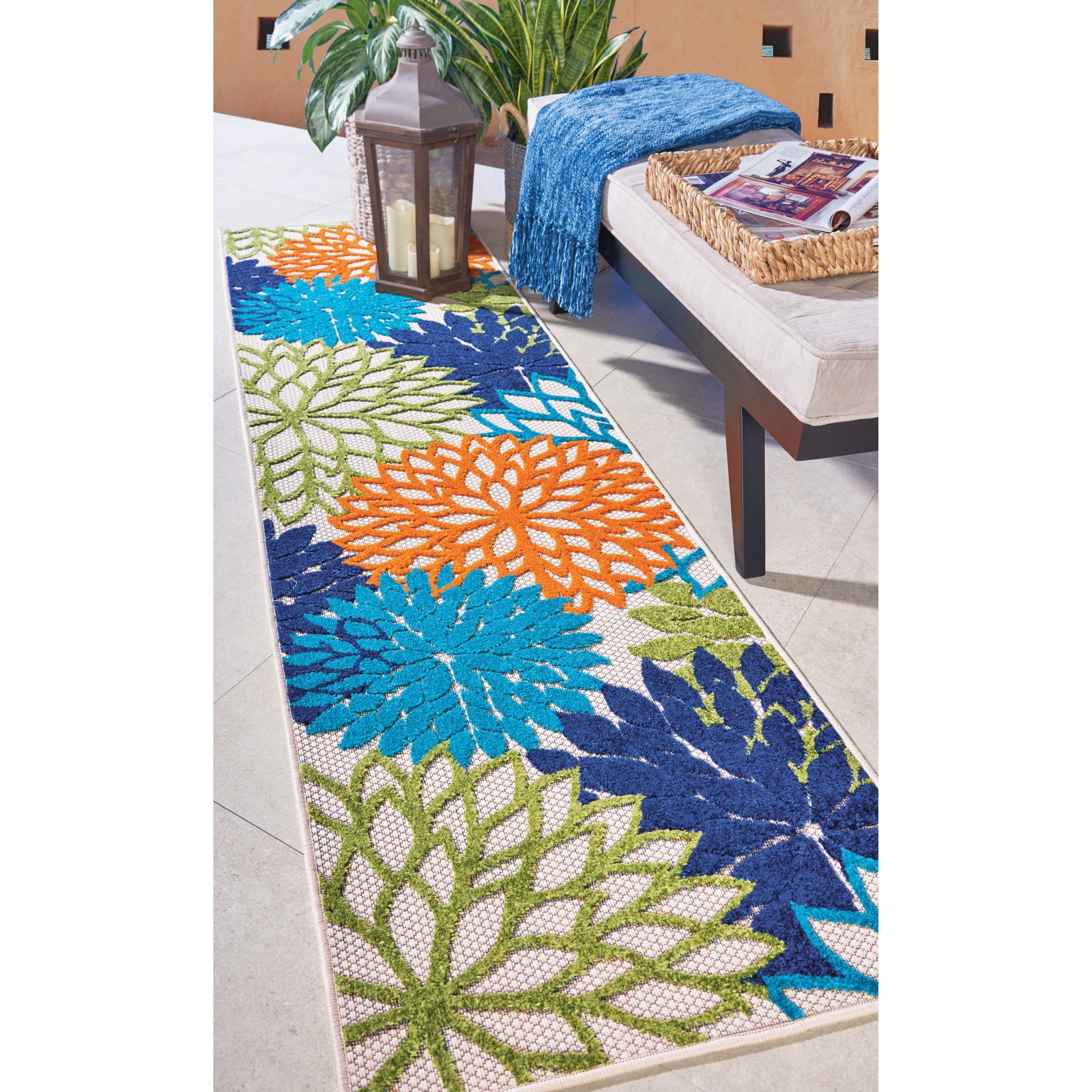 Nourison Tropical Oasis Indoor/Outdoor Modern Floral Multicolor 4' x ROUND Area Rug, (4' Round)