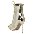 thumbnail image 3 of New Women Peep Toe Lace Up Mesh Panel Stiletto Bootie - 18039 By Wild Diva Line, 3 of 6