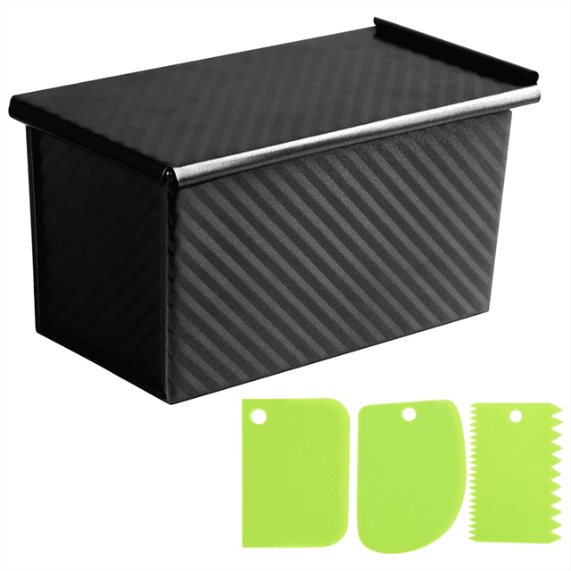 Bread Pans with Dough Scraper Cutter-Pullman Loaf Pan with Lid,Covered Bread Pan for Homemade Sandwich Bread and Baking