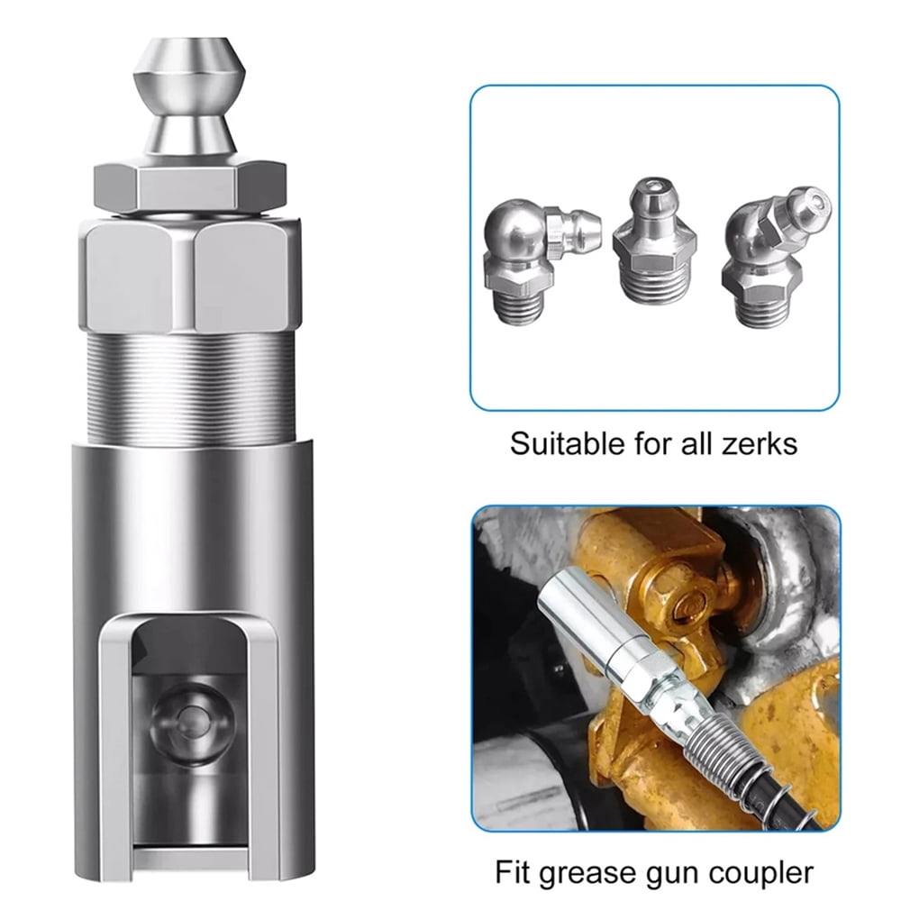 8‑Piece Grease Gun Injector Needle & Nozzle Accessory Set with 90° Coupler Adapter, Universal Grease Fittings Tool Kit for Automotive, Industrial & Machinery Lubrication