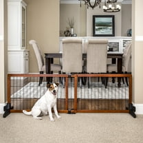 Carlson Pet Products, 41" to 70" L x 20" H Adjustable Freestanding Pet Gate, Premium Wood, Brown