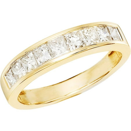 1 Carat T.W. Princess Diamond Semi-Eternity Anniversary Ring in 10kt Yellow Gold