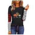 thumbnail image 2 of Hauts pour Femmes Décontractés et Habillés 2023 Imprimé d'Halloween Tricolore Patchwork Manches Col Rond T-Shirt Hauts Costumes d'Halloween pour Femmes en Liquidation, 2 of 8