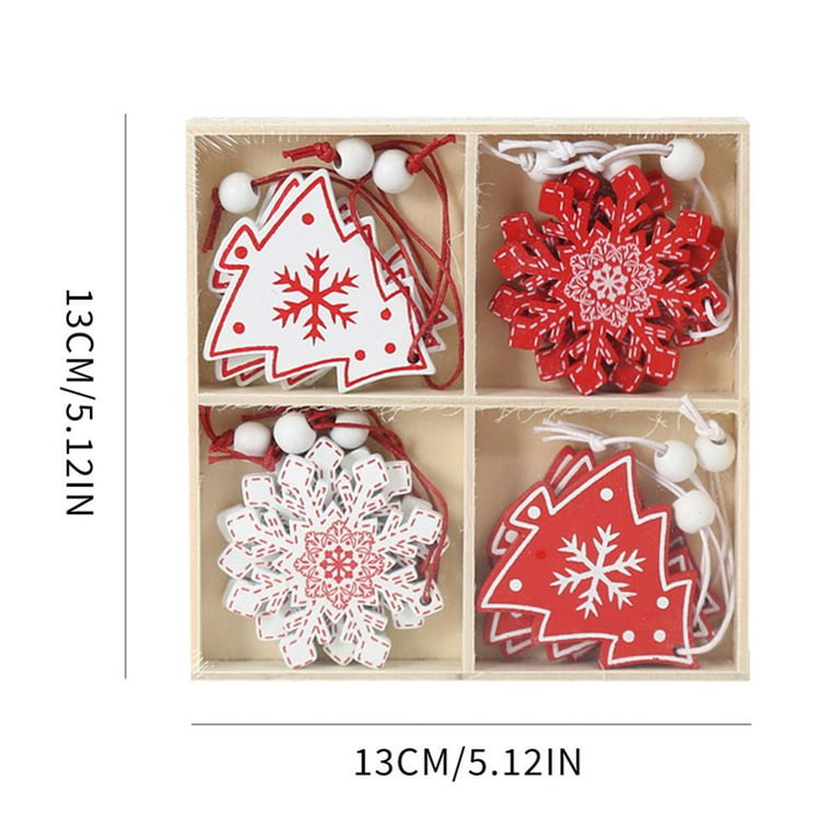 Christmas Tree Decorations Ornaments 6PCS Snowflake Wood Chip Wooden Craft  Carving Snowflake Xmas Hanging Decoration Small Decorated Outdoor for
