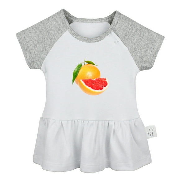 Fruit Grapefruit Pattern Dresses For Baby, Newborn Babies Skirts, Infant Princess Dress, 0-24M Kids Graphic Clothes (Gray Raglan Dresses, 6-12 Months)