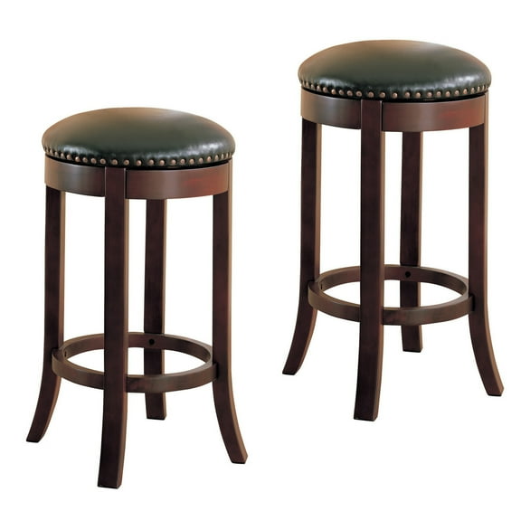 Aboushi Swivel Bar Stools with Upholstered Seat Brown (Set of 2)