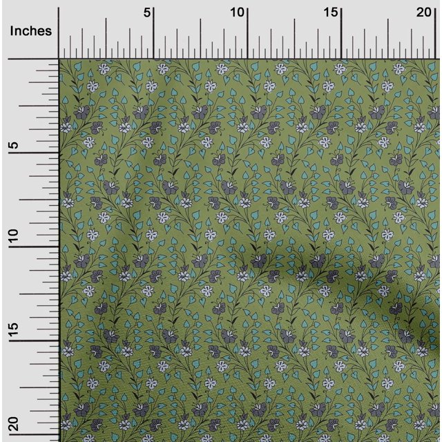oneOone Polyester Lycra Fabric Leaves & Floral Block Decor Fabric Printed BTY 56 Inch Wide