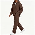 thumbnail image 5 of Men's Hooded Sweatshirt Sweatpants Pant Set Comfortable Zipper Hoodies Elastic Waist Solid Drawstring Pockets Pants Two-piece sportswear Sets for Man Fall Winter, 5 of 8