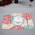 thumbnail image 2 of MKHERT Dahlia Pinnata Flower Beige Blue and Light Red Placemats Table Mats for Dining Room Kitchen Table Decoration 12x18 inch,Set of 4, 2 of 4