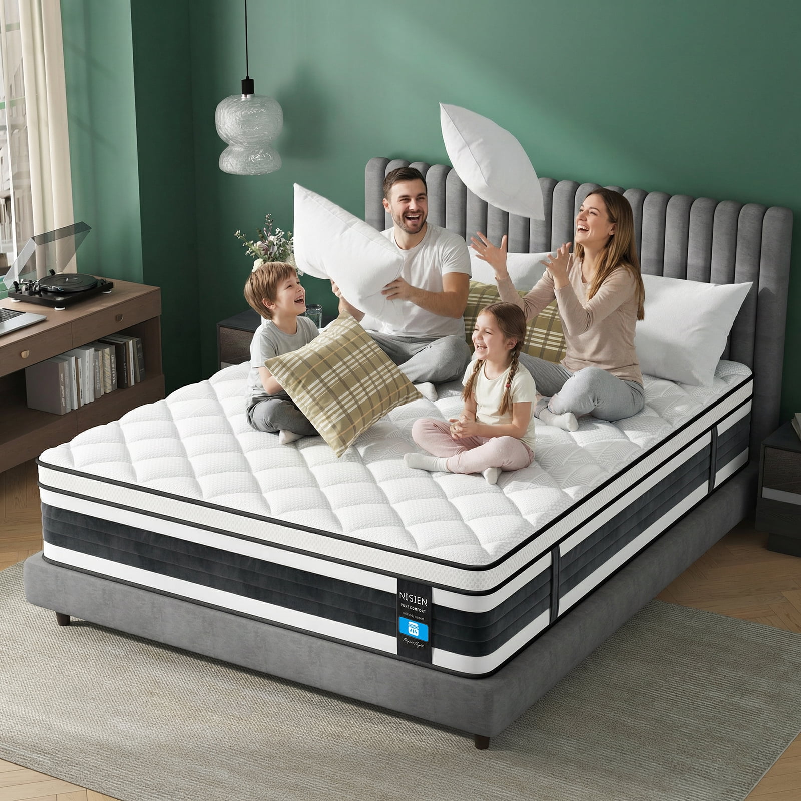 Nisien Foam Mattress Adult 10 Inch Hypoallergenic Full Medium Euro Top Hybrid Mattresses