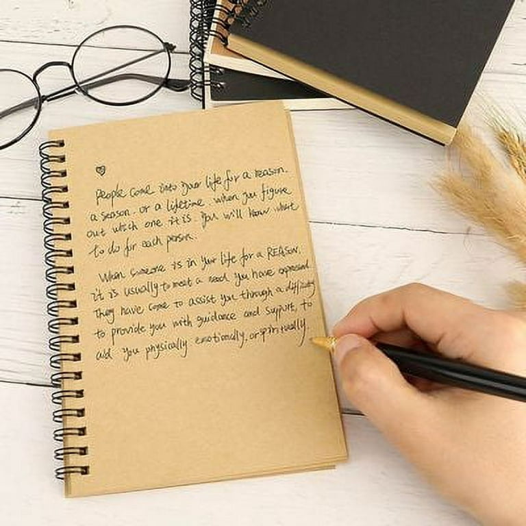 JOYLOYAL Spiral Notebook Wirebound Line-less Sketchbook Blank Memo Notepad  Unlined Journal No Lines Notenook with Kraft Cover and 100gsm paper 100