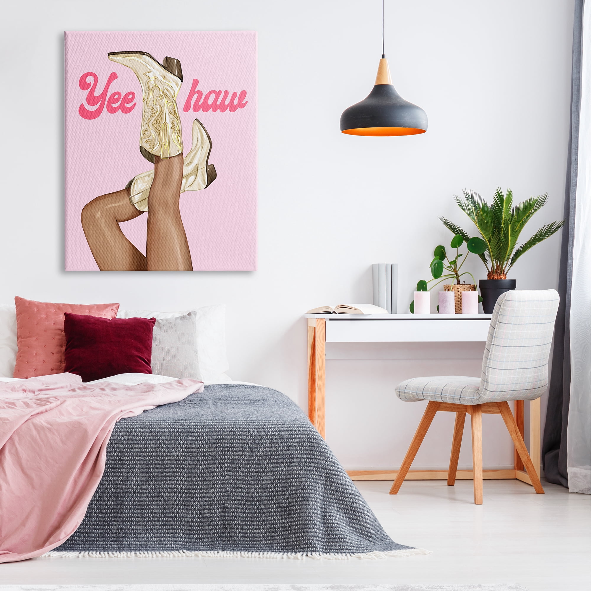 Stupell Industries Yeehaw Cowgirl Boots Typography Painting Gallery Wrapped Canvas Art Print Wall Art, 36 x 48