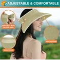 thumbnail image 4 of SUN CUBE Sun Visor Hats Women, Straw Beach Hats for Women, Wide Brim Summer Ponytail Hat, Packable Rollup Visor, Travel Foldable UV Protection Sunhat - Khaki, 4 of 8