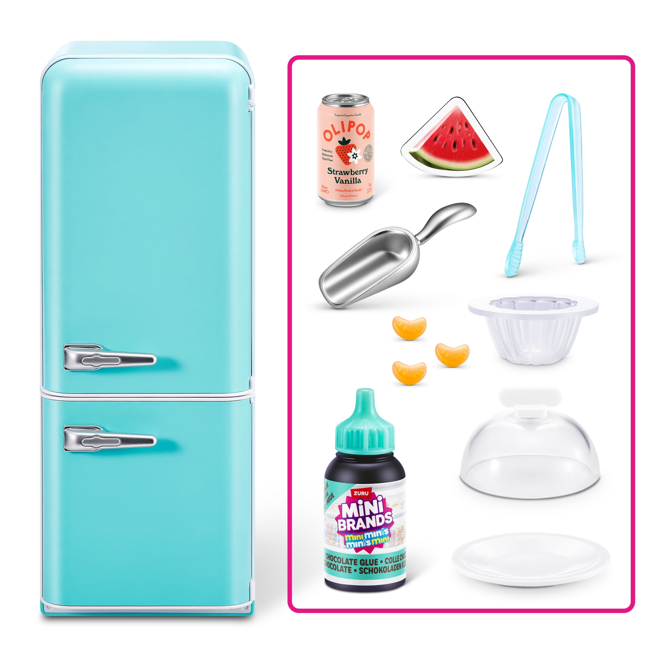 Mini Brands Fill The Fridge Playset w/UV Light by ZURU, Collectibles, DIY, Resin Play, Exclusive Recipe, NOT Edible, 8+