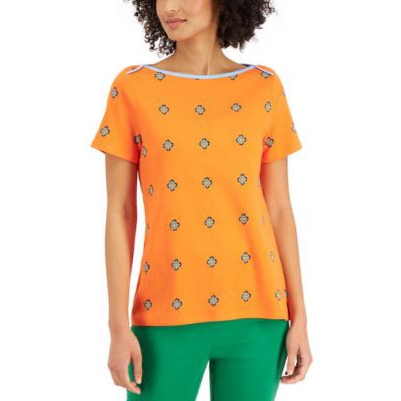 Charter Club Cotton Printed Top Dragon Fire Combo L