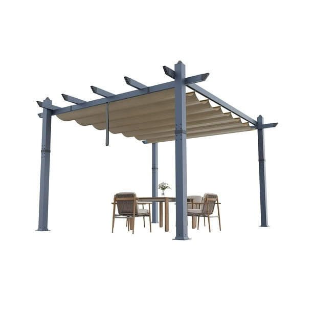 Garvee pérgola moderna de aluminio 10 x 13 pies con toldo ajustable y base estable de 4 lados, ideal para patio, deck, jardín o césped