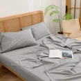 thumbnail image 4 of BESTOUCH Fitted Sheet Only 100% Washed Cotton Linen Feel Easily Fits Deep Pockets up to 17 inch Solid Light Grey Queen, 4 of 6