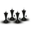 Legends Direct Set of 4, Oahu Premium Metal Tabletop Torch, Tall- Tiki Style /w Snuffer, Fiberglass Wick & Large 35oz Oil Lamp, Patio Decorations Outdoor (Smooth Black)