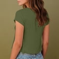 thumbnail image 5 of Htigea Cropped T-Shirts for Women Short Sleeve V Neck Basic Tees Soft Comfy Summer Daily Tops Green L, 5 of 6