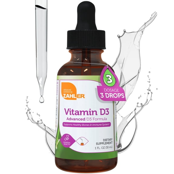 Zahler Vitamin D3 Liquid Drops 5,000 IU, Advanced D3 Formula, Immune Support, Bone Health, Easy One-Drop Daily Vitamin Supplement