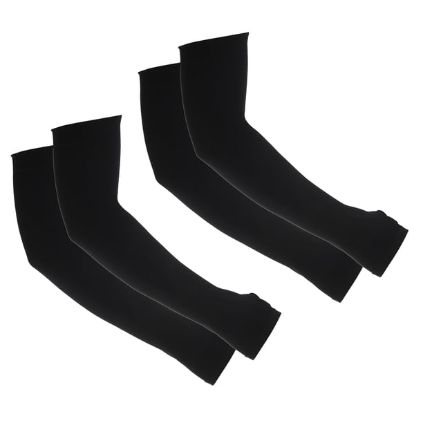 Uxcell 2 pares de mangas para brazos, protección solar, mangas de enfriamiento con agujero para el pulgar para deportes y senderismo, negro