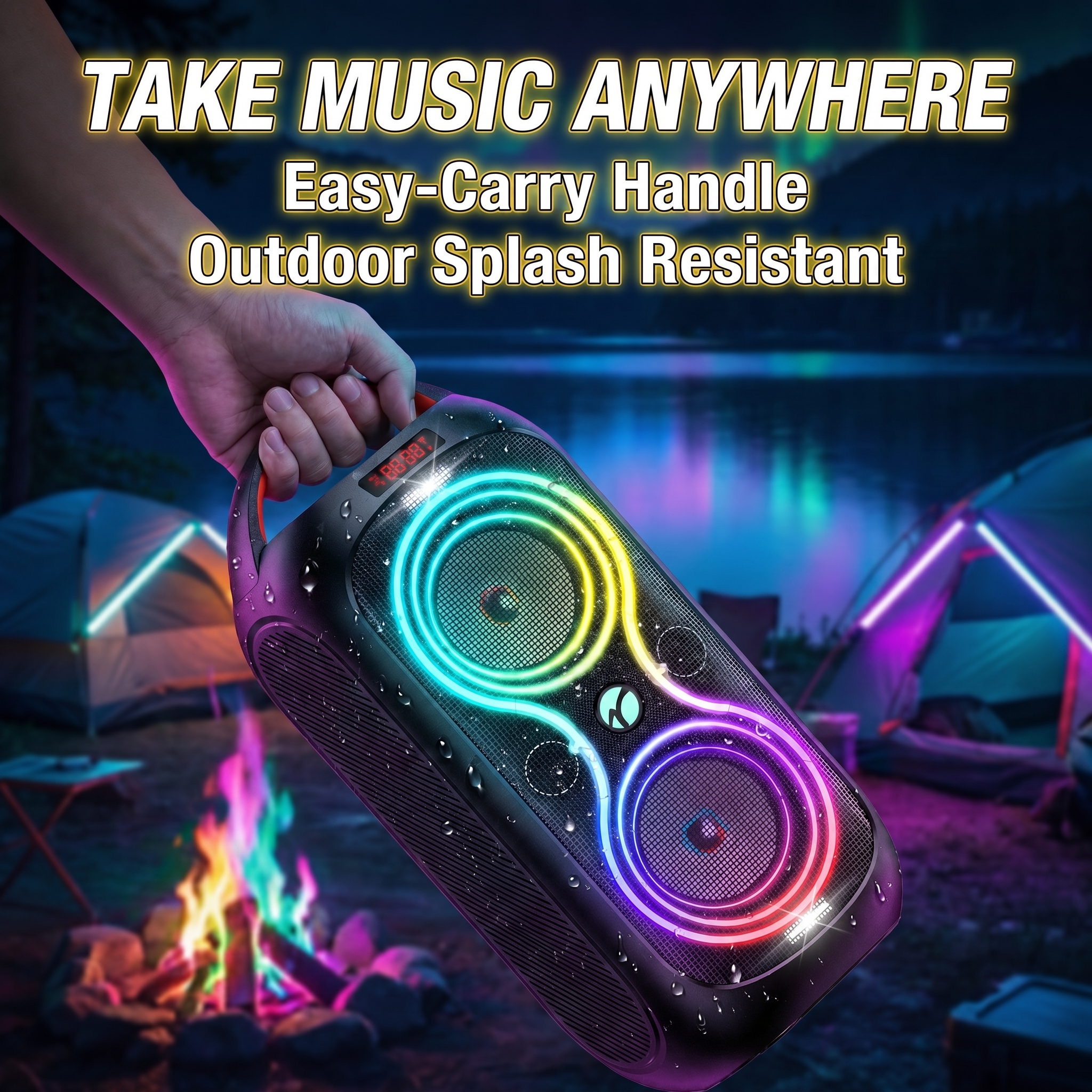 ABigDay 60W Portable Bluetooth Party Speaker with LED Lights photo 7