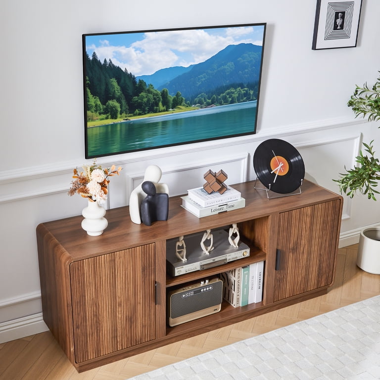 LEFHDA 60-inch Mid Century Modern TV Stand with Fluted Design & 2