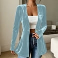 thumbnail image 2 of Yyeselk Women Open Front Velour Cardigan Coat Long Sleeve Button Down Tunic Blazer Cardigans Slim Fit Trendy Elegant Outerwear Light Blue M, 2 of 6