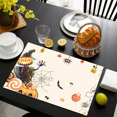 thumbnail image 5 of Set of 4 Happy Halloween Placemats - 12x18 Inch Linen Dining Table Mats with Horror Graffiti, Dark Style Lighthouse, and Fairy Tale Castle Designs for Seasonal Kitchen and Dinner Party Decor, 5 of 5