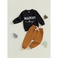 thumbnail image 5 of Elippeo Boys Autumn 2PCS Outfit Sets Long Sleeve O Neck Letter Embroidery Tops Drawstring Pants Sets 6 12 18 24 Months 3 Years, 5 of 10