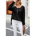 thumbnail image 2 of Contrast Half Button Down Sweater Black Large, 2 of 4