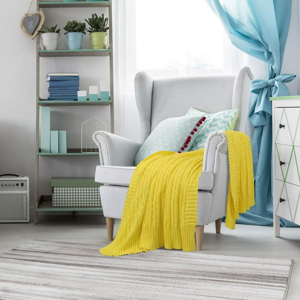 Suave 100% Algodón Punto Manta para Sofá y Diván Ligero Cable