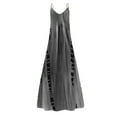 thumbnail image 3 of Ovticza Women's+Formal+Dresses a Line Swing Maxi Sundresses for Women Boho Floral Spaghetti Strap Plus Size Tshirt Dresses for Women Long V Neck Womens Sun Dresses Casual Dark Gray XL, 3 of 5