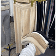 thumbnail image 2 of Pantalones acampanados de punto de visón grueso para mujer, holgados, drapeados, de pierna recta, para otoño e invierno, para adelgazar, 2 of 4