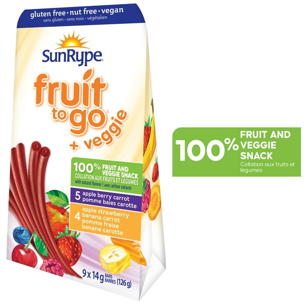 Boîte de collations Fruit to Go SunRype aux fruits et légumes à 100% 9 x 14 g