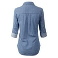 thumbnail image 4 of Made by Olivia Women's Basic Classic Long Sleeve Button Down Denim Jean Shirt, 4 of 4