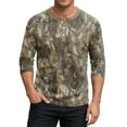 thumbnail image 4 of Lumtrix Mens Camouflage Henley Shirts 3/4 Sleeve Sleeve Camo Sport Summer Beach Casual Fitted Soft T-Shirt Gray L, 4 of 6