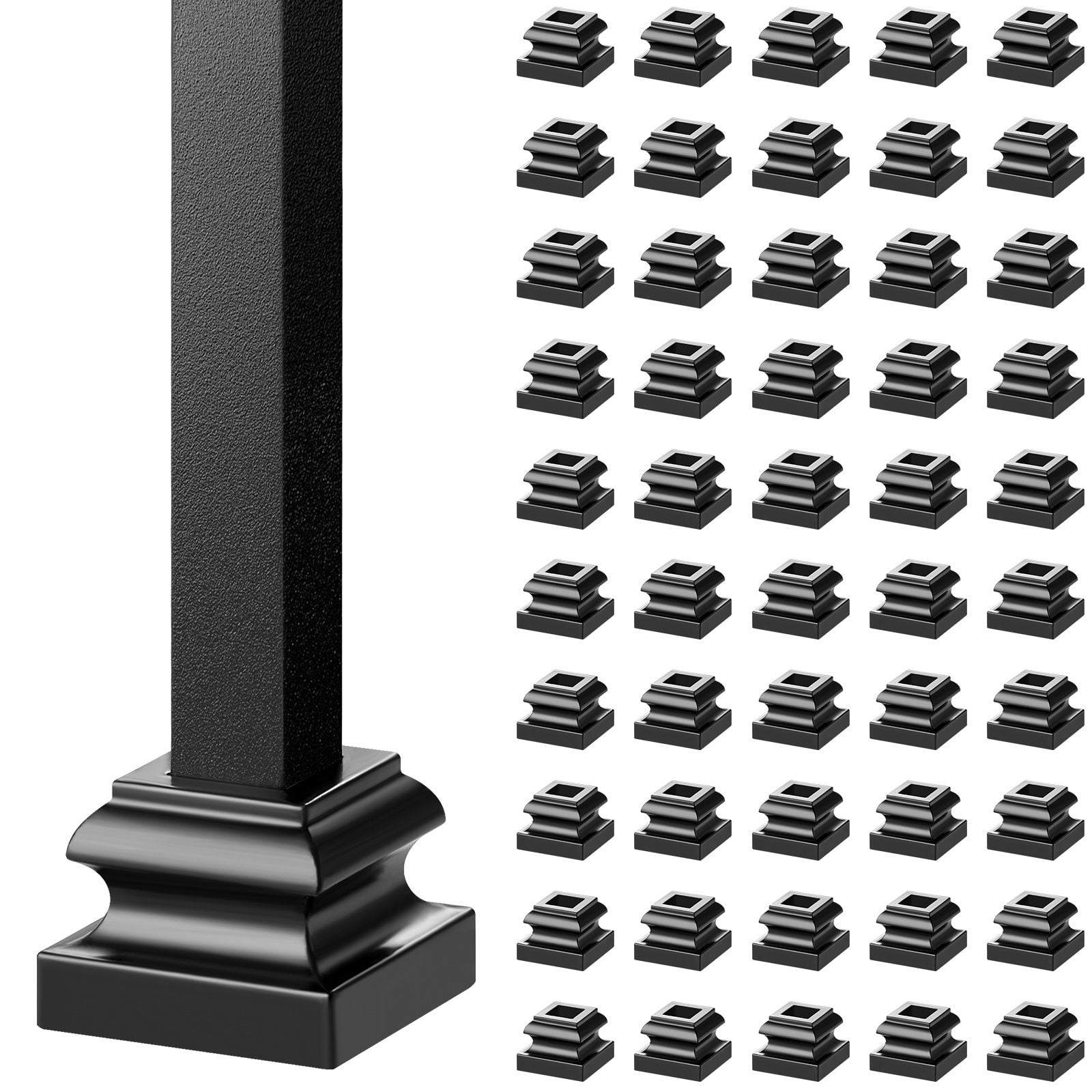 Railing Shoes 50-Pack 1/2 Inch Square Aluminum Alloy Base with Screw Holes for Staircase Railings Installation