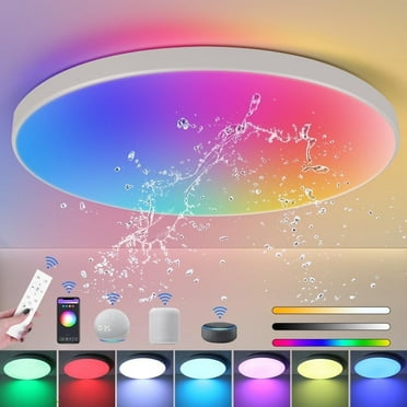 Senhu Smart Ceiling Light, RGB LED Ceiling Light Fixture, Flush Mount Light Fixture, DIY Colors, Works with Alexa, 2700K-6500K Ceiling Lights for Bedroom, Living Room