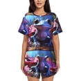 thumbnail image 1 of Balery Colorful Frog Among Flowers Conjunto de Pijama para Mujer con Estampado, Dos Piezas de Manga Corta y Shorts, Ropa de Dormir Suave con Cuello Redondo y Bolsillos-Large, 1 of 6