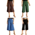 thumbnail image 3 of LMLYSoH Women’s High Rise Capri Pants Elastic Waist Solid Color Loose Fit Cropped Pants Trousers, 3 of 8