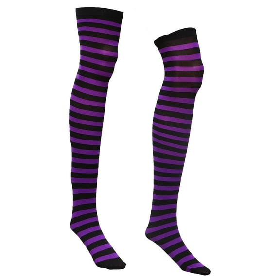 Trendy Accessories Striped Stockings Girl Outfits over The Knee Ordinary Sock Polyester Purple 75x10cm 2 Pair