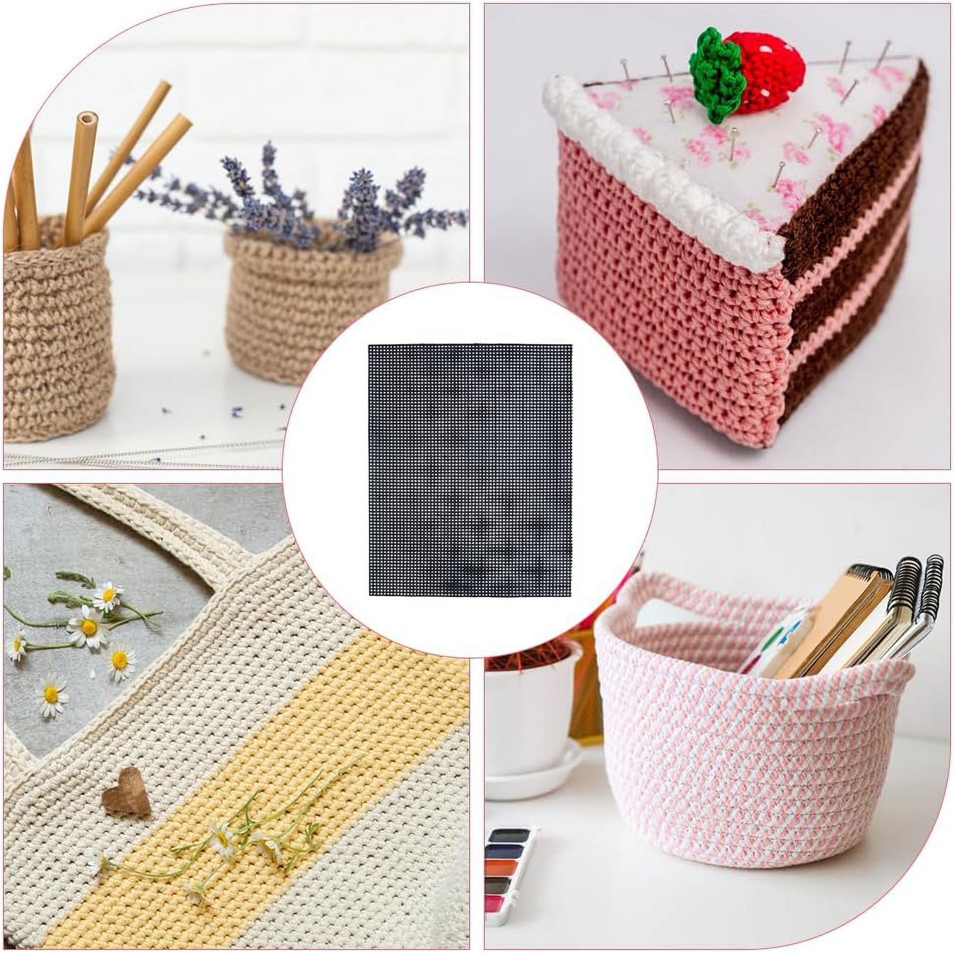 5Pcs Black Plastic Mesh Canvas 13x10Inch Plastic Canvas Sheet Mesh Sheets Embroidery Tools for Embroidery Making Cross Stitch Crafts DIY Knit Crochet